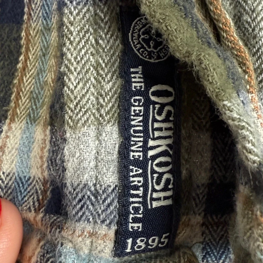 OshKosh B'gosh Kids Plaid Long Sleeve Button Down flannel Shirt Green‎ Blue 4T